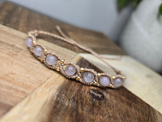 7 Stone Rose Quartz Bracelet