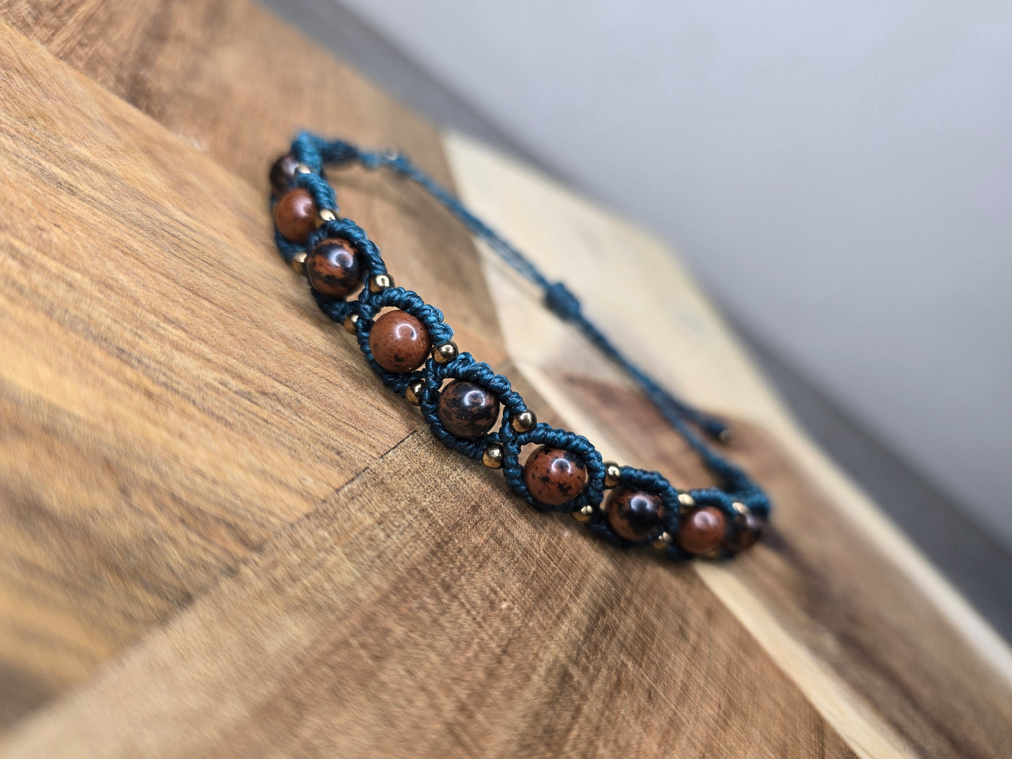 9 Stone Mahogany Obsidian Bracelet