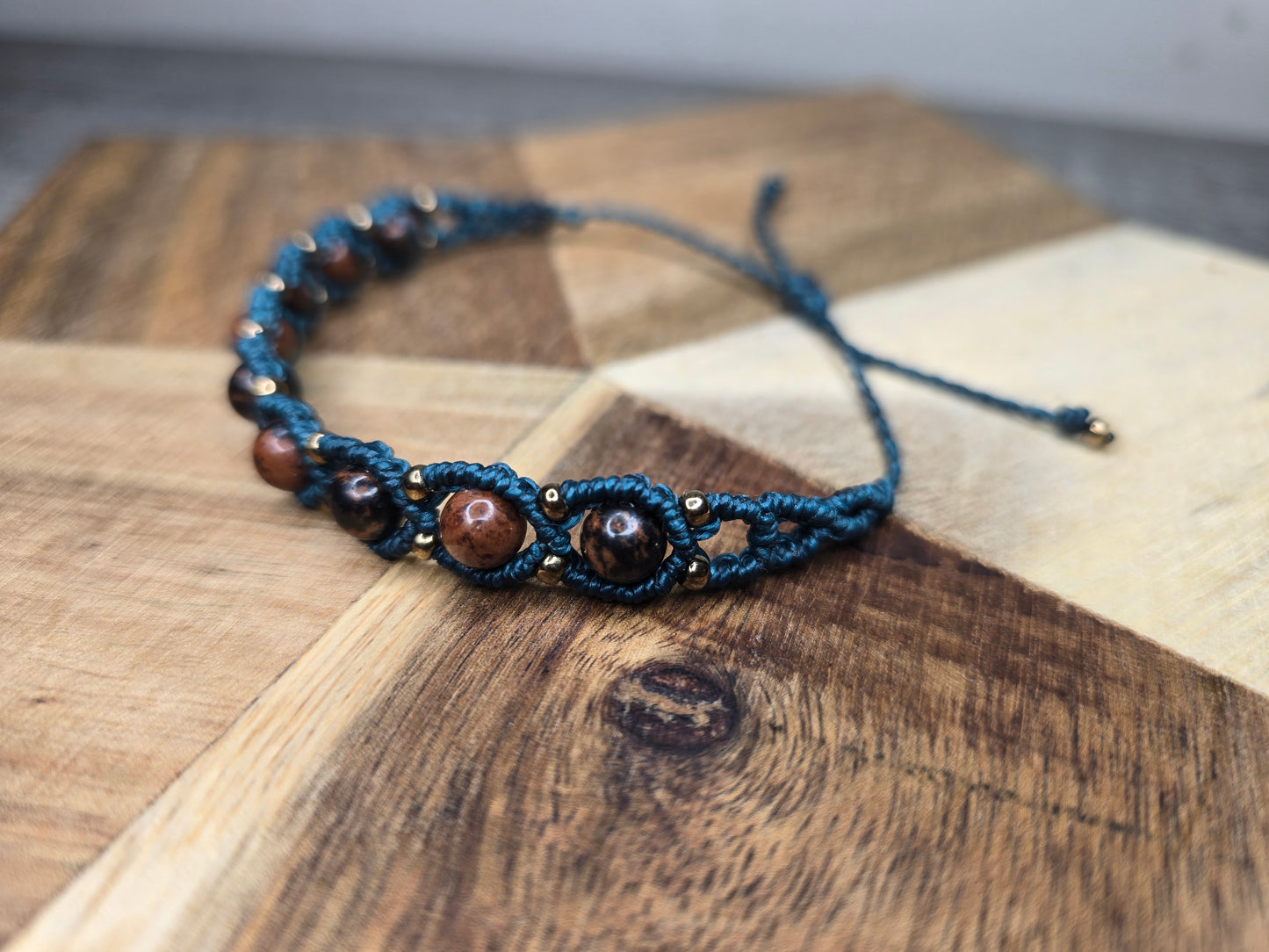 9 Stone Mahogany Obsidian Bracelet